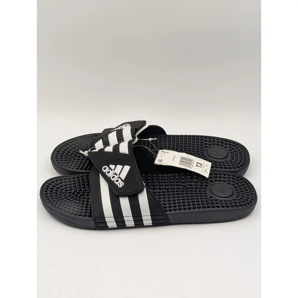 Adidas Adissage Slides Men’s Size 13 Black White Massage Recovery Sandals